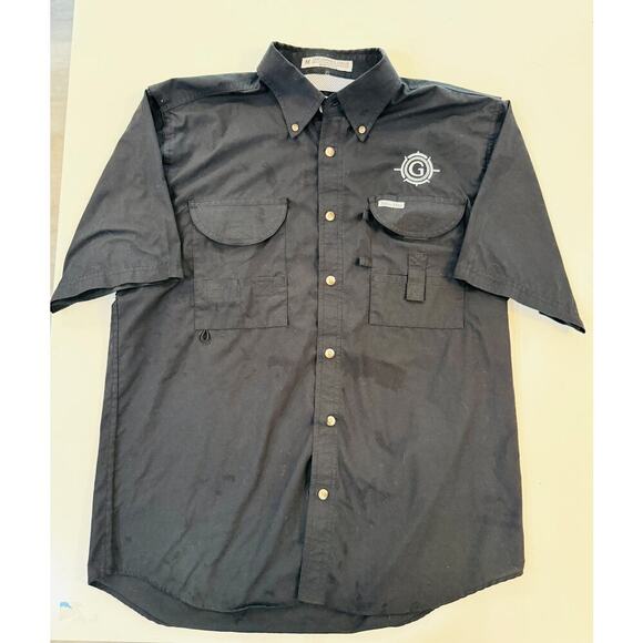 Tiger Hill Performance Fishing Shirt Mens M Black Short Sleeve Utility Pockets - Picture 1 of 4